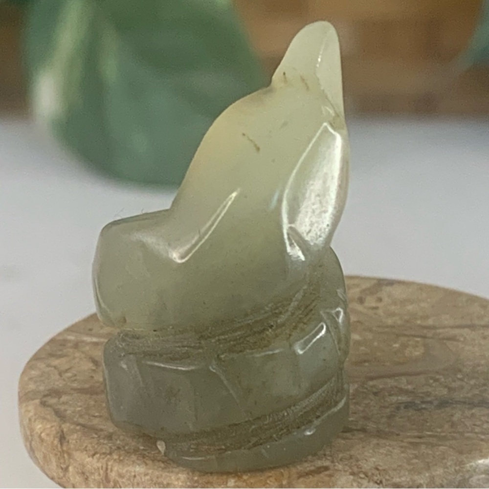 Vintage Chinese Zodiac Jade Snake Pendant Bead Hand Carved Miniature Animal 1.2" - Picture 5 of 11